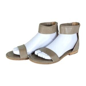 Frye Carson Ankle Zip Women's 7M Taupe/gray Soft Leather Flat Ankle Cuff Sandals